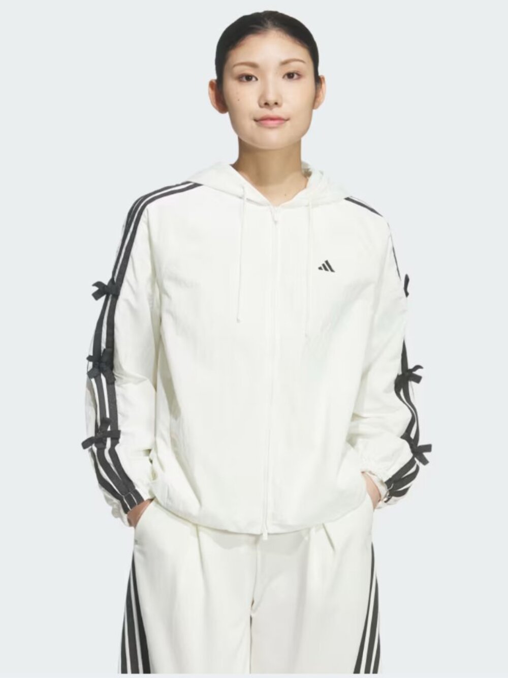 adidas Women's dance woven long length jacket - white with bows - BNWT size M, L